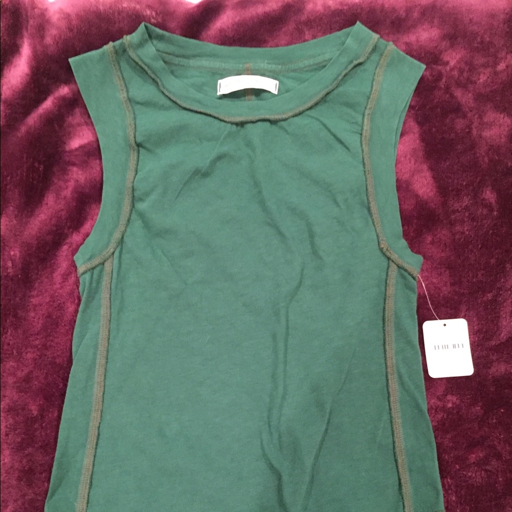 NWT - Green Free People fitted muscle tank - xs